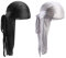 QincLing Seidiger Durag für Männer und Frauen - Atmungsaktiv, Weich, Mit Langem Schwanz und Breiten Trägern - Für Wellen - Schwarz, Weiß