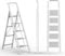 SOLADDER 5 Step Ladder, Folding Step Stool, White Foldable Ladder for 10 Foot High Ceiling with Anti-Slip Wide Sturdy Pedal and Handgrip, Multi-Use for Home (300 lbs Capacity)