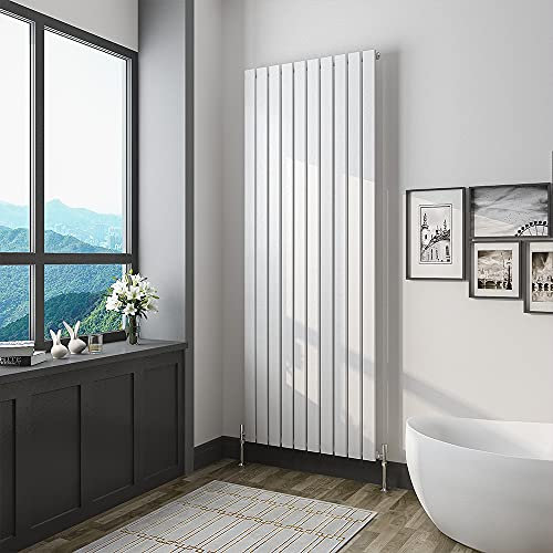 Acezanble 1800x680mm Vertical Flat Panel Radiator White Single Modern Central Heating Radiators for Bathroom Kitchen Living Room
