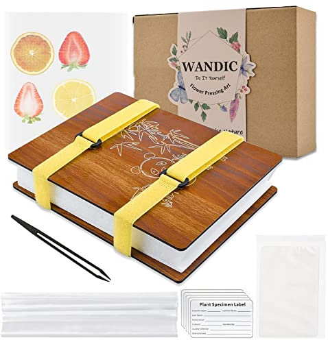WANDIC Blumenpresse-Set, Panda-Holzkunst-Set, Pflanzen-Pressbuch, Blumenpresse, Blätterpresse, Kit für DIY Kunsthandwerk, Exemplare im Freien Lernen