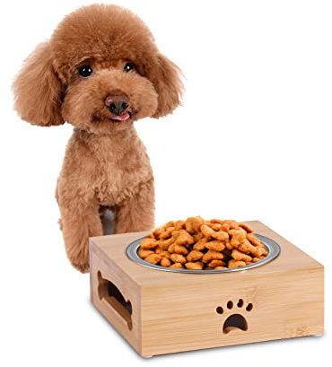 OXYEFEI Gamelle Chien et Chat Personnalisé, Bol pour Chien/Bol pour Chat avec Prénom Gravé, Durable Bambou Support Gamelle Chien pour Petits et Moyens Chiens/Chats 250ml(1 Bol)