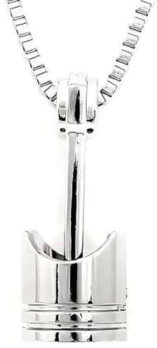 WEIYIing Mini Turbolader Halsketten Metall Autoteile Anhänger Edelstahl Halsketten Männer Drehmoment Auto Halsketten Schmuck,Kolben Silber