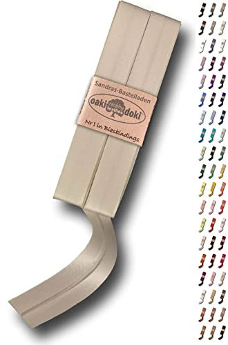Sandras-Bastelladen Schrägband/Einfassband Satin gefalzt 2m x 20mm 849-Mocca