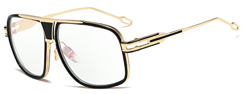 kimorn Sonnenbrille für Herren Retro Goggle Metallrahmen Classic Eyewear AE0336 (Gold/Blaulichtblockierung, 62)