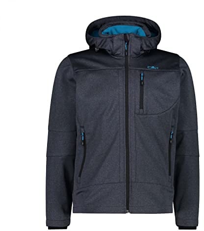 CMP Softshelljacke Melange mit Kapuze | Schutz vor Nässe, Schutz vor Wind, leichtes Tragegefühl, klein verstaubar