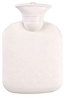 Bouillotte Sans Housse Bouteille Fournir Chaleur Et de Confort -Idéal Les Journées Hivers – Bouillotte Eau Chaude en Caoutchouc Soulage Règles Douloureuse & Maux de Ventre,D-blanc,2L