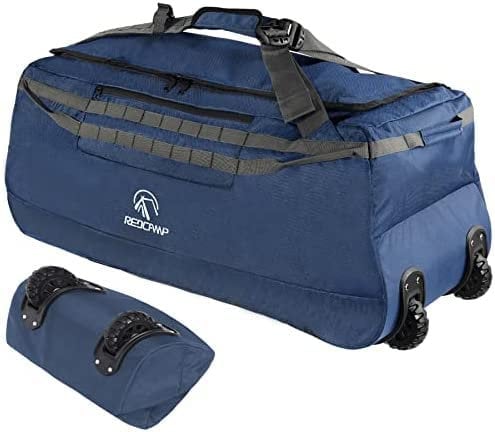 REDCAMP 140L Extra Große Reisetasche mit Rollen, Faltbare XXL Rucksack Sporttasche, Wochenend Handgepäck für Camping, 92x40x38cm, Marineblau