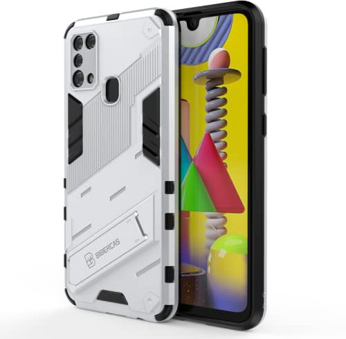 EASSGU Custodia per Samsung Galaxy M31 (6.4 Inches), con Cover Protettiva in Armor Silicone Antiurto per PC Kickstand - Dargento