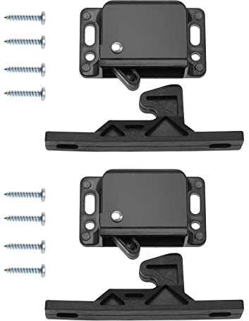 EMSea 2 x Schranktürriegel mit 8 Schrauben, Wohnmobil-Schubladen-Riegel, Wohnwagentür-Halter, Zubehör für Schränke, Schiebetüren, Zuhause, Küche, schwarz
