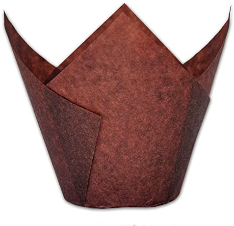MyBakning Jumbo Extra Large size Brown Tulip Baking Cups 2-1/4(Base diameter) x 3-3/4(Wall height) Greaseproof paper baking cupcake Muffin liners, Case of 130 pcs
