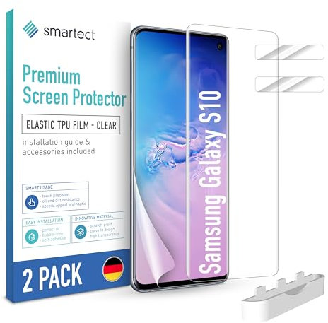 smartect TPU Schutzfolie [2 + 2 Stück] kompatibel mit Samsung Galaxy S10, DISPLAY + KAMERA, Bedeckt das ganze Display, Bildschirmschutz Blasenfrei, Displayschutzfolie Anti Fingerabdruck