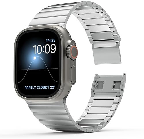 LULULOOK Correa magnética compatible con Apple Watch Ultra 2/Ultra 49 mm 45 mm 44 mm 42 mm, correa de repuesto de acero inoxidable de para iWatch Series 9 8 7 SE 6 5 4 3 2 1