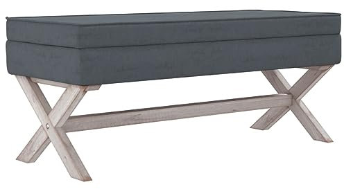 Makastle Aufbewahrungsbank Bank Hocker mit Stauraum, Sitzbank Polsterbank Betthocker Sitzhocker Beistellbank Flurbank Garderobenbank für Schlafzimmer Wohnzimmer, Dunkelgrau 110x45x49 cm Samt