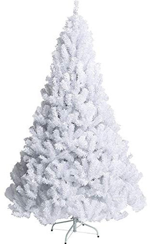 Künstlicher Weihnachtsbaum aus weißem PVC, 180 cm (6 Fuß), abnehmbar, Premium-Fichte, aufklappbar, mit massiven Metallbeinen, Weihnachtskiefer, Dekoration (Weihnachtsbaumgeschenke) (C 180 cm (6 Fuß))