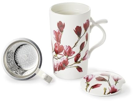 Cha Cult teemando® Teamug Mayumi New Bone China-Kräuterteetasse, matt mit Edelstahlsieb, 0,4 l H 15 cm, Ø 8,8 cm