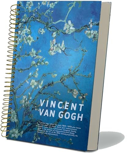 ipoul Großes Notizbuch mit Spiralbindung, B5, 300 Seiten, 8x10 Großes Notizbuch, Hardcover Großes Tagebuch, dickes liniertes Notizbuch, Vincent Van Gogh Mandelblüten Geschenk für Frauen