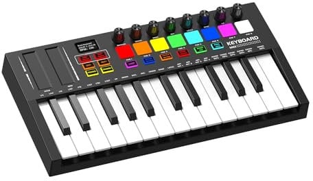 OYAYO MIDI Keyboard Controller 25 Key USB MIDI Keyboard With 8 Backlit Drum Pads, 8 Knobs, DAW Integration, BT, Mini Portable Keyboard MIDI Controller for Music Production