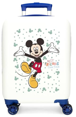 Joumma Bags, Disney Mickey Best Friends together, Kinderkoffer, Kabinenkoffer, aus ABS, Vier doppelte, multidirektional drehbare Räder, Seitliches Zahlenschloss, Praktischer Innenraum mit zwei Fächern
