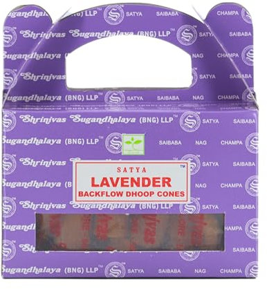 Rückfluss Räucherkegel für den Wasserfall Effekt, 24 handgerollte Kegel aus Indien für Entspannung und Meditation, auch im 3er Set (Lavendel)