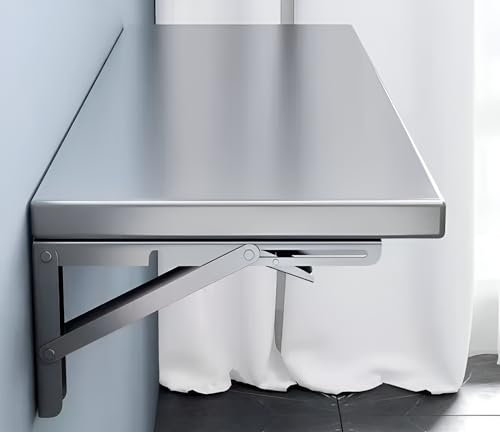 GZGLZDQ Klapptisch Zur Wandmontage Edelstahl, Wandklapptisch Nimmt Keinen Platz EIN, Wandtisch Ist Klappbar für Esszimmer, Wohnzimmer, Schlafzimmer, Balkon, Tragfähigkeit 40KG (Size : 120x25cm)
