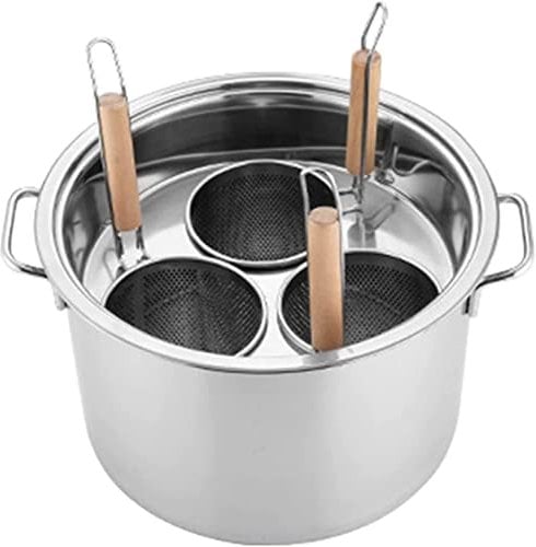 Commercial Noodle Boiler 3/4/5 Holes Pasta Cooker Insert Set, Stainless Steel Pasta Pot and Insert Strainer Basket Cookware for Home Kitchen Restaurant Commercial Cooking Tool,3 Holes