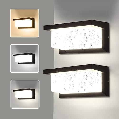 YICALE 18W Aplique Pared Exterior LED, 2 Piezas Lampara Exterior Pared Interior IP65 Impermeable,Moderna Luz de Aluminio 3000K 4000K 6500K para Terraza,Jardin,Pasillo,Garajes,Salón,Dormitorios
