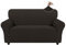 Easy-Going Stretch Sofa Überzug 2 Sitzer, Rutschfester Sofabezug für Hund Katze, Waschbarer Fleece Couch Überzug Bezug, Weicher Küchensofa Couch Cover, 1 Stück Sofaschoner mit Armlehnen, Schokolade