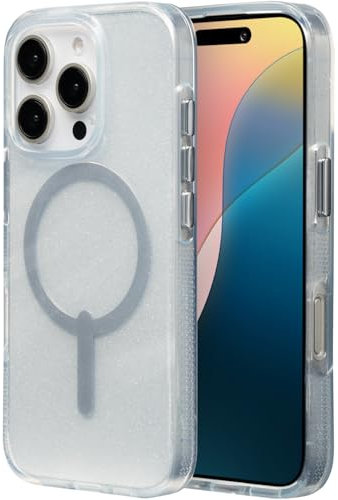 ZAGG Milan Snap Graphene-Reinforced Case for iPhone 16 Pro [6.3-Inch], MagSafe Compatible, Anti-Yellowing, Slim Design, Secure Grip, Fashion-Forward, Shockproof Phone Back Cover (Swirl Glitter)