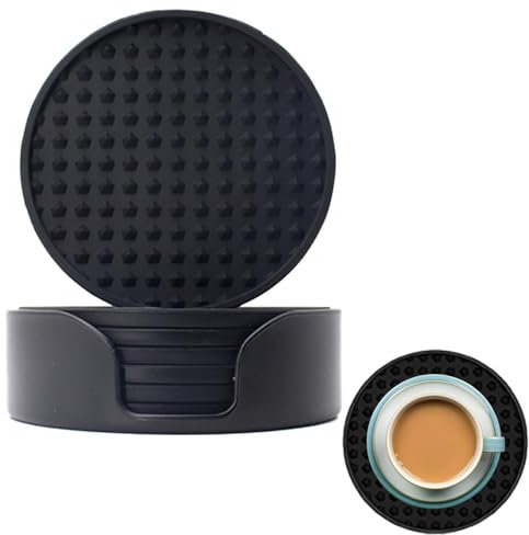 Sottobicchieri per bevande con supporto, tappetino per bevande - Sottobicchieri da esterno,Confezione da 6 sottobicchieri addensati, supporto incluso protezione anti-traboccamento da tavolo decorazion