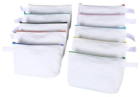 SEWACC Kosmetiktasche Aus Segeltuch 10 Stück Make-up-Taschen Leere Tasche Reise-Organizer Robustes Segeltuch Mit Reißverschluss Für Kosmetik Reiseutensilien