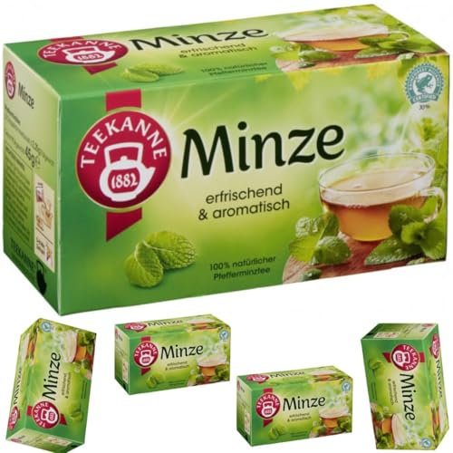 Teekane Minze Tee Pfefferminztee 20 x 2,25 gramm x 5 er Pack mit Pufai