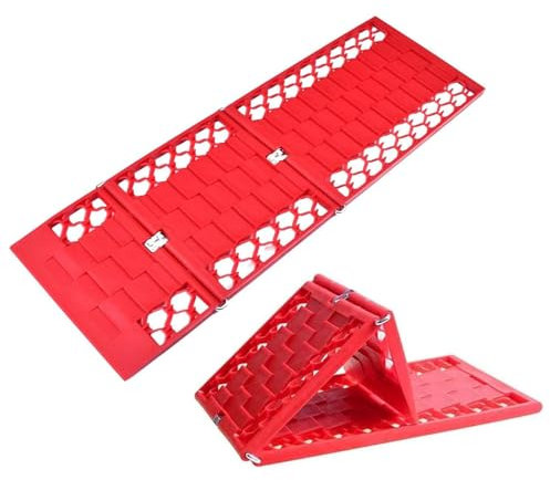 Gaxcent Aide Au Démarrage Pliable Ensemble 2 Pièces Plaques Sable Aide Au Démarrage Tout-Terrain Camping-Car 10T Charge Voiture Camion Véhicule Tout-Terrain Camping-Car Sable/Boue/Neige,Rouge