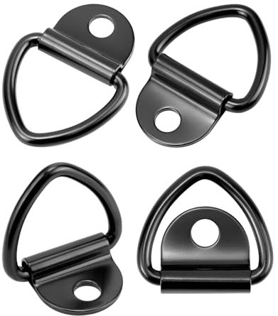 Hugwish 4pcs Anillos de Amarre de Anclaje Inoxidable Carga 450 KG, Anclajes Furgoneta Carga Negro 85x62 mm, Anillos Correa Amarre para Kayak Camión Coches Barcos