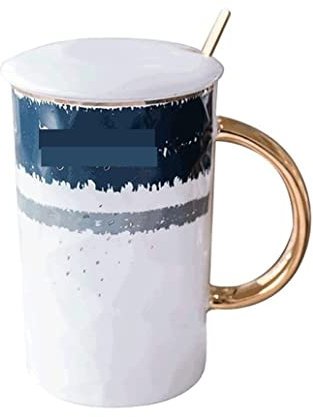 Afternoon Teetasse, kreative Kaffeetasse, Löffel-Set mit Deckel, große Keramiktasse, multifunktionale Getränketasse für Kaffee, Milch, Saft, Tee, Espressotasse (C, 450 ml)