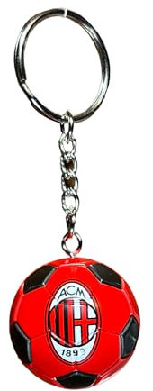 Generico PORTACHIAVI PALLA CALCIO COMPATIBILE MILAN GADGET ACCESSORIO ZAINO IDEA REGALO UOMO DONNA BAMBINO