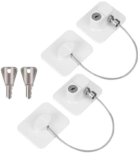 OUDQFCJ 2 pezzi Lucchetto Frigorifero con Chiave, Chiusure Sicurezza Bambini, Lucchetto Armadio, Blocco Frigo Cassetto Armadi, Blocca Cassetti Bambini, Chiusura Cassetti Bambini (bianco)