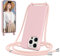 Woijrly Coque pour iPhone 13 Pro Max avec Cordon, Collier Étui Silicone avec Tour de Cou Lanière Corde Bandouliere Case, Réglable, Amovible Chaine, Antichoc Bumper Housse, Rose