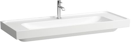LAUFEN Meda Waschtisch, unterbaufähig, 1200x460mm, Ablage beidseitig, 2 Hahnlöcher, ohne Überlauf, H8141114001151, Farbe: Weiß