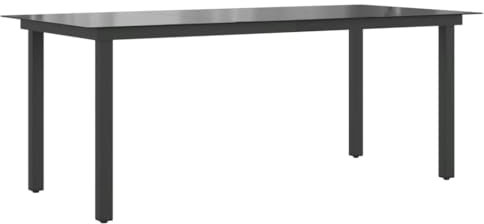 Genérico Wenjingqi 42789 Gartentisch aus Aluminium und Glas, Schwarz, 190 x 90 x 74 cm, Schwarz