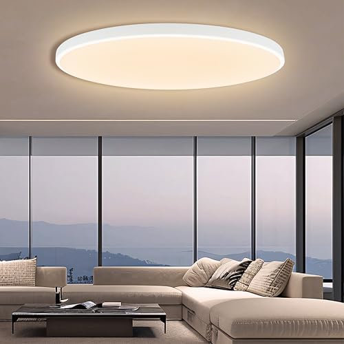 EACLL Deckenlampe LED Deckenleuchte Ø30CM 24W 3000K, 2700LM, IP44 Rund Warmweiss, Modern Decke Lampe Schlicht Weiß, Nicht Dimmbar, für Schlafzimmer Flur Keller Balkon Bad Küche Kinderzimmer