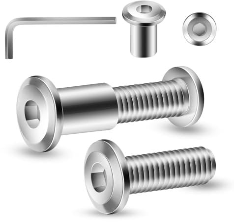 20Pcs M5 x 30mm Flat Head Hex Socket Cap Screws Bolts with Allen Wrench, 304 Stainless Steel Furniture Connector Bolts M5 Screw Barrel Nuts Kit Binding Screws for Crib Replacement Belt Cabinet