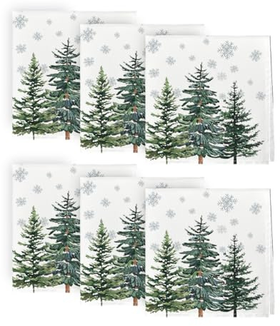 Artoid Mode Schneeflocken Bäume Weihnachten Stoffservietten 6er Set, 45x45cm Winter Christmas Küche Dekoration Abendessen Cafe Feiern Dekor