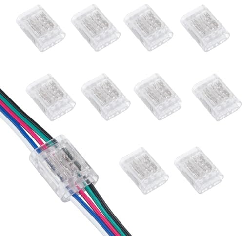 YUTOKEER 5-poliger Kabelverbinder – 10 Stück, werkzeugfreier Crimpanschluss für 22–20AWG, ideal für RGB+CCT LED-Systeme und komplexe Steuerleitungen