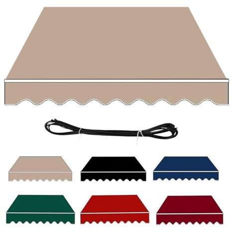 RXQHV Toldos Manuales de Jardín, Tela de Repuesto Toldo de Patio Cubierta Superior Retráctil Parasol para Exteriores Tela Resistente A Los Rayos UV y Al Agua con Faldón (Size:1.5x1m,Color:Arena)