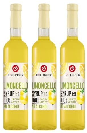 Hollinger Limoncello Syrup Bio Senza Alcol, Sciroppo al Limone Naturale, Concentrato 1:9, 3x 500ml