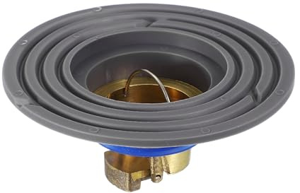 uxcell Odor Proof Floor Drain, Brass Floor Drain Cover with Rubber Adaptor Shower Plug Drain Backflow Preventer Suitable for 2-3.9 Caliber Pipes Tubes Bathroom Kitchen, Gray Gold