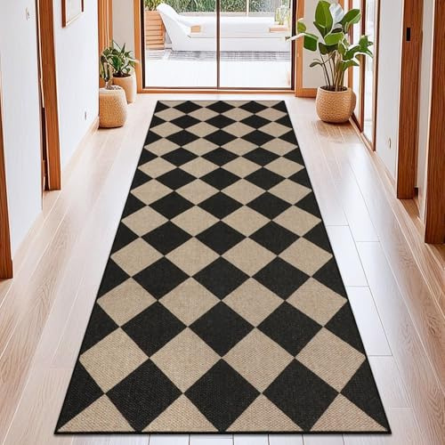 TUKDAK Weben Teppich Läufer Flur rutschfest 80x200cm, Waschbar Küchenteppich, Flurläufer Modern, Teppichläufer, Küchenläufer, Flur Teppich, Flurteppich für Küche, Eingang, Wohnzimmer, Korridor