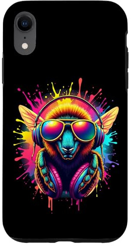 Ape retrò con cuffie Custodia per iPhone XR