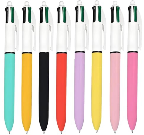 HAOXIZI 8 Stück 4-in-1 Einziehbarer Kugelschreiber, 1mm Mehrfarbiger Kugelschreiber, Multicolor Ballpoint Pen, Retractable Stifte, für Büro-Schulbedarf, Schüler, Kinder, Geschenk