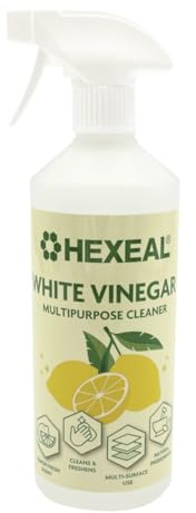 Hexeal Lemon Cleaner 500ml Spray - White Vinegar, Lemon Fresh Cleaner | White Vinegar for Deodorising, Cleaning and Effectively Removing Grime